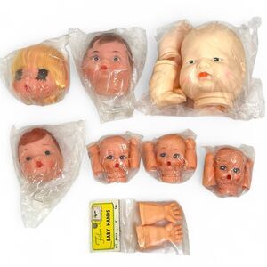 VTG Crafting Baby Doll Heads Hand Feet Lot of 8 Soft Plastic Reborn Various Size